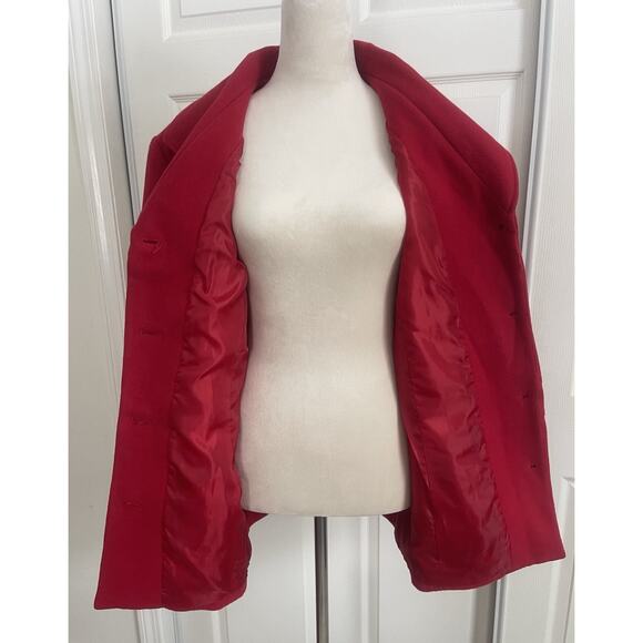 JM Collection Womans Coat | Womens XLarge | Red Soft Pea Coat Button Front Lined - Picture 9 of 10